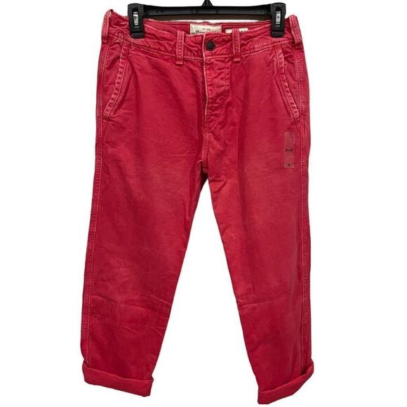 NWT Abercrombie and Fitch Mens Slim‎ Straight Chino Red Pants 28x30 - Picture 1 of 13